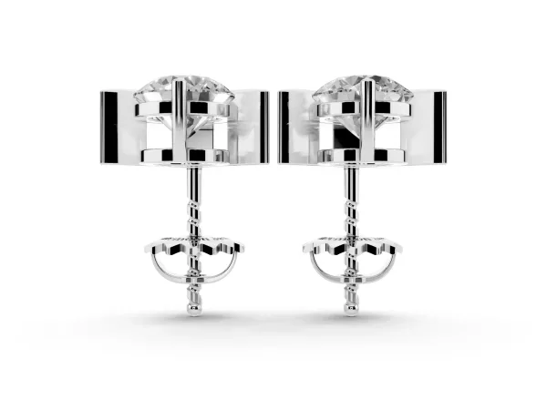 Round Diamond Inverted V Stud Earrings Platinum