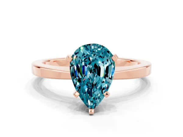 Pear Cut Blue Topaz Solitaire Engagement Ring with Classic Band and Four-Prong Setting Rose gold