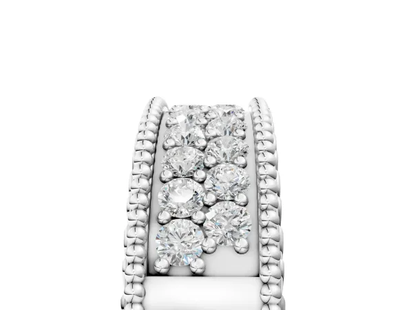 Round Cut Diamond Pave Eternity Band with Bead Prong Setting Platinum