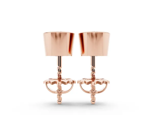 Bezel Set Round Diamond Stud Earrings with Push Back Rose gold