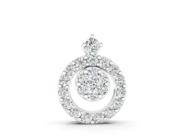 Round Halo Pavé Diamond Pendant with Four-Prong Setting White gold