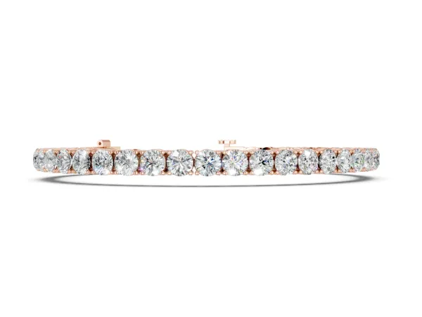 Round Brilliant Diamond Tennis Bracelet with Prong Setting Rose gold