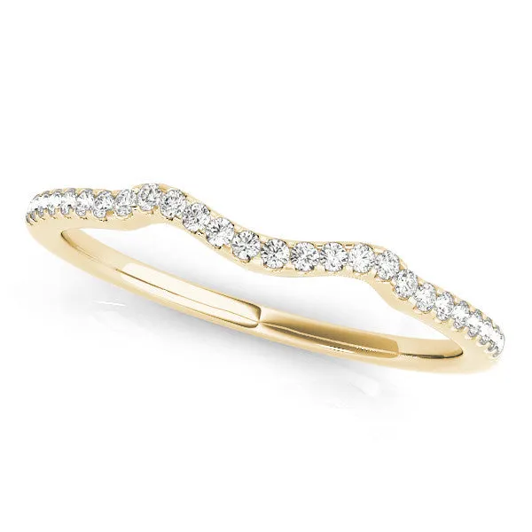 Pavé Round Diamond Curved Band with Micro Prong Setting Yellow gold