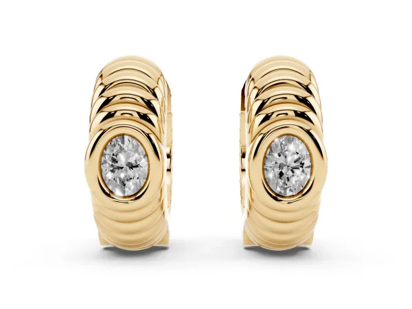 Oval Diamond Vera Hoop Earrings Yellow gold
