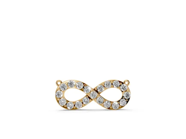 Infinity Pendant with Round Diamond Pavé Setting Yellow gold
