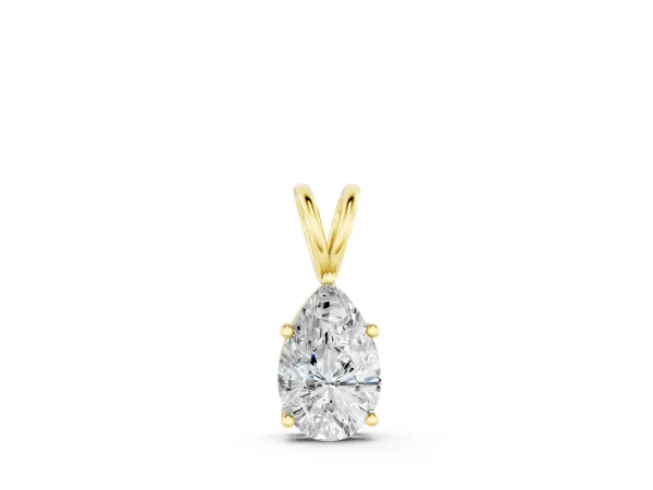 Pear Cut Solitaire Pendant with Three-Prong Setting Yellow gold