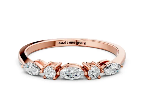 Prong Set Round Diamond Half-Eternity Band Rose gold