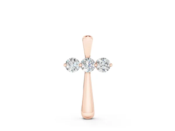 Round Brilliant Three-Stone Prong Set Pendant Rose gold