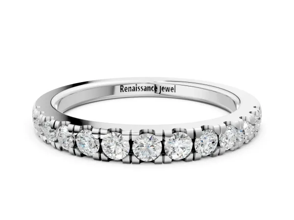 Round Diamond Pavé Set White Gold Eternity Band White gold