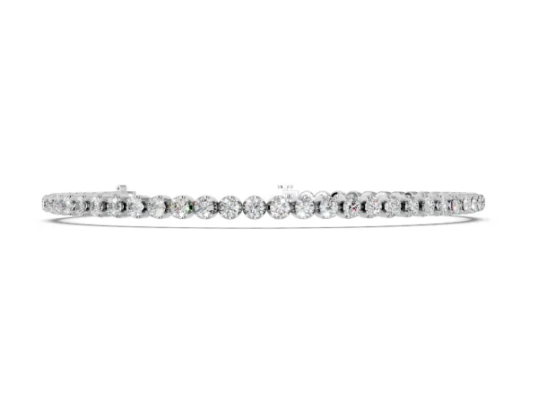 Round Diamond Bezel-Set Tennis Bracelet White gold