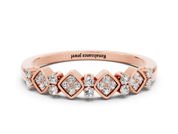 Pavé Cushion Moissanite Cluster Eternity Band with Prong Setting Rose gold