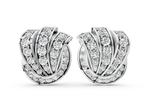 Round Diamond Pavé Knot Stud Earrings White gold