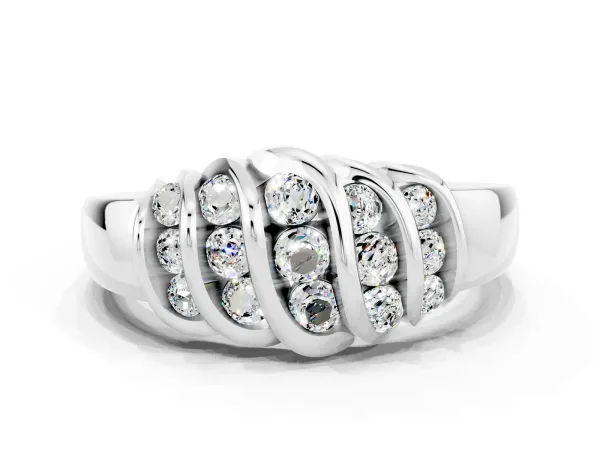Round Moissanite Multi-Row Crossover Band Platinum