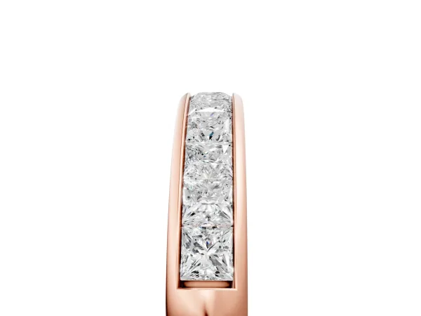 Channel Set Princess Cut Diamond Eternity Band Rose gold