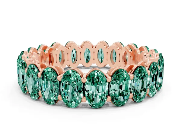 Oval Cut Green Sapphire Eternity Band with Shared Prong Setting Rose gold