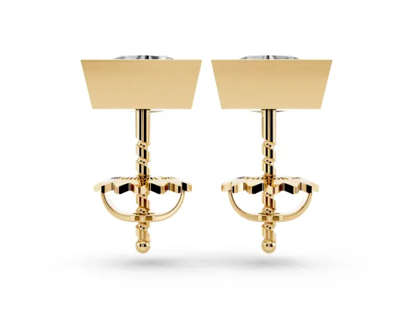 Trillion Diamond Bezel-Set Solitaire Stud Earrings Yellow gold