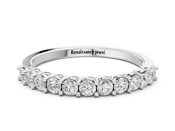 Round Diamond Pavé Half-Eternity Band White gold
