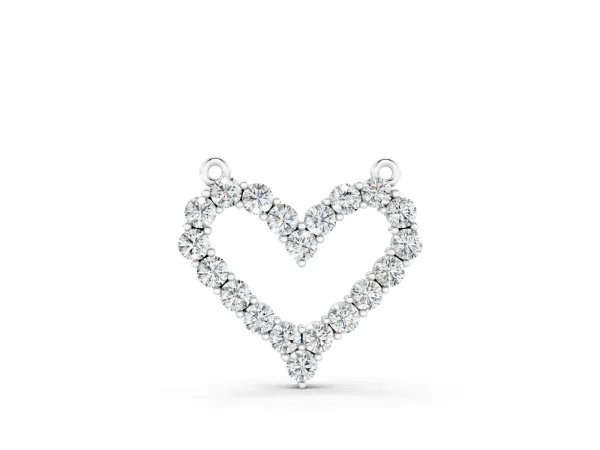 Prong-Set Round Diamond Heart Pendant Silver