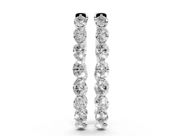 Oval Cut Diamond Inside-Out Hoop Earrings Platinum