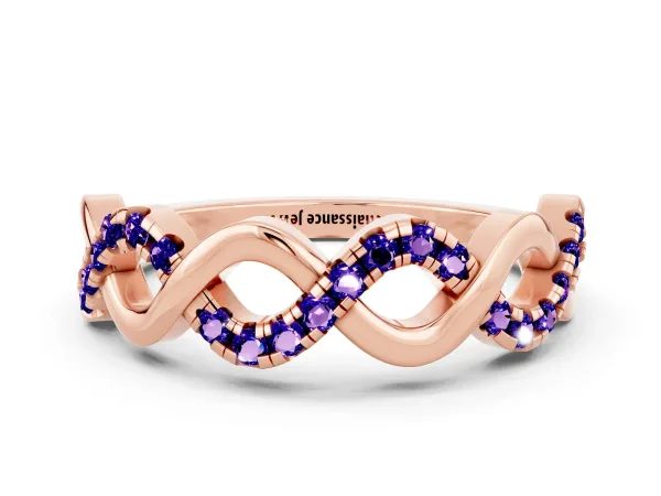 Twist Infinity Round Tanzanite Band with Pavé Setting Rose gold
