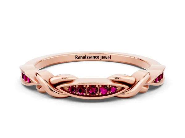 Twisted Marquise Garnet Pavé Band with Shared Prong Setting Rose gold