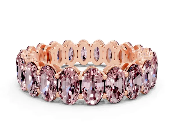Oval Cut Morganite Eternity Band with Shared Prong Setting Rose gold