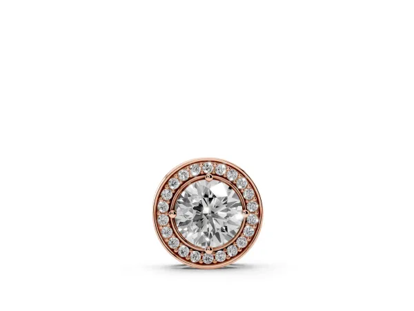 Halo Round Diamond Four-Prong Pendant Rose gold
