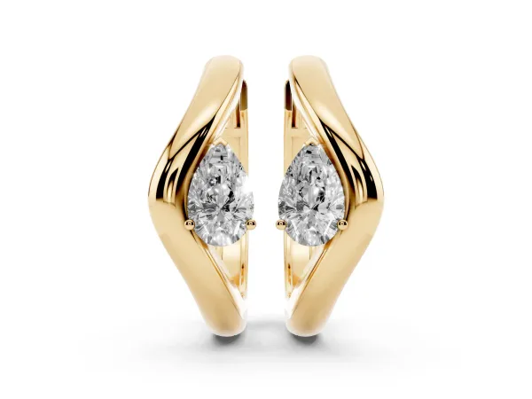 Pear Diamond Silhouette Hoop Earrings Yellow gold