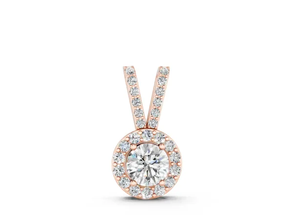 Round Halo Pendant with Prong Setting Rose gold