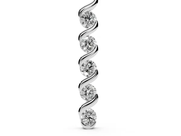 Round Diamond Spiral Prong Pendant Silver