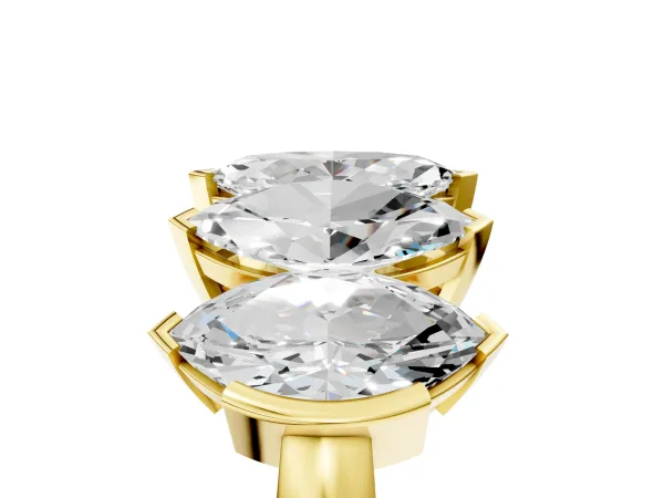 Five Stone Marquise Diamond Prong Set White Gold Band Yellow gold