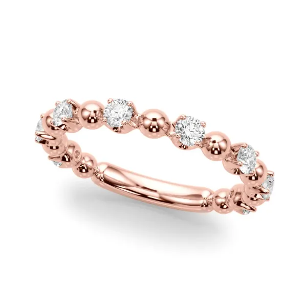 Round Bezel Set Diamond Eternity Band with Prong Setting Rose gold