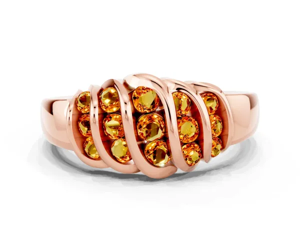 Round Citrine Multi-Row Crossover Band Rose gold