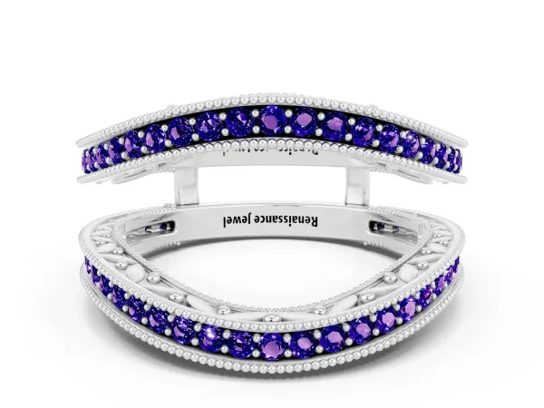 Round Tanzanite Milgrain Eternity Band with Channel Setting Platinum