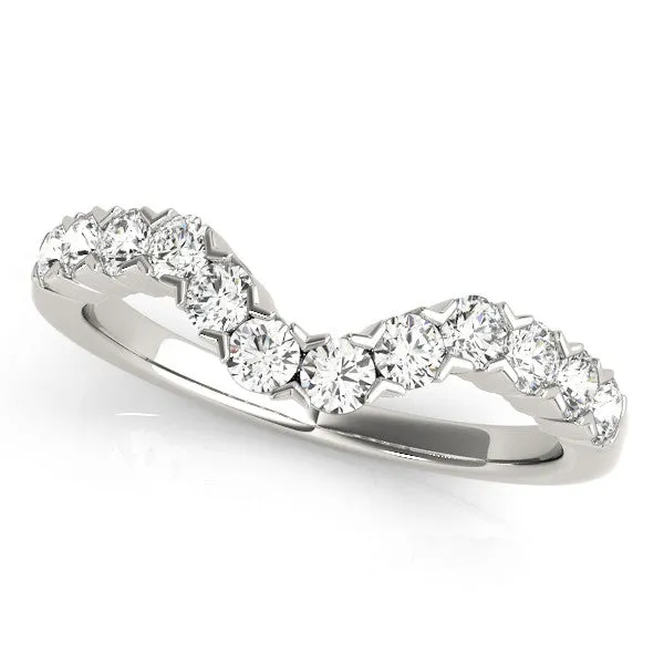 Round Diamond V-Shaped Prong Set Eternity Band Platinum