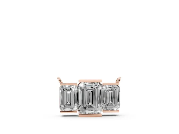 Emerald Cut Three-Stone Bar Pendant with Bar Prong Setting Rose gold