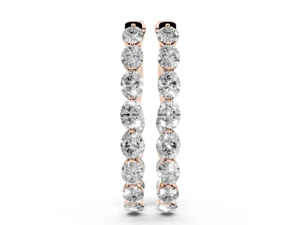 Oval Cut Diamond Inside-Out Hoop Earrings Rose gold