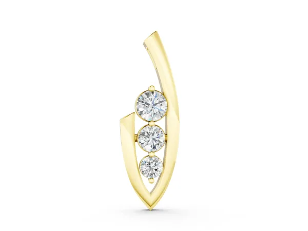 Three-Stone Round Prong-Set Pendant Yellow gold