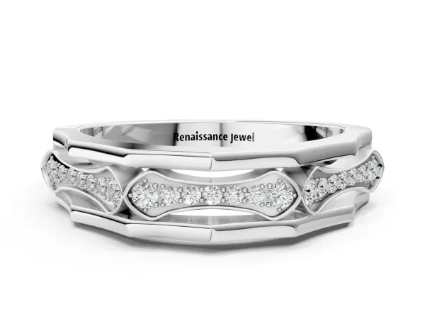 Pavé Round Diamond Eternity Band with Bar Prong Setting Platinum