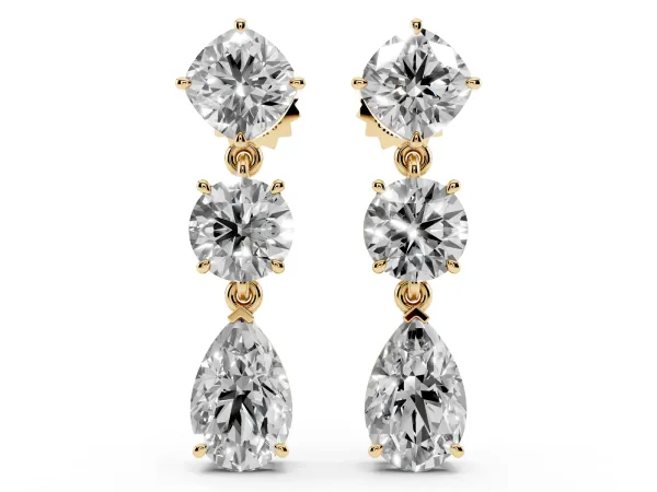 Multi-Shape Diamond Drop Earring Yellow gold