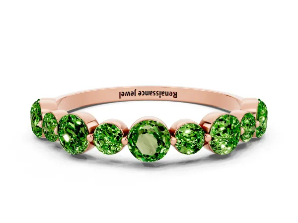 Round Peridot Scalloped Prong Set Eternity Band Rose gold
