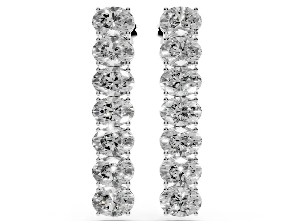 Oval Diamond Huggie Hoop Earrings Platinum