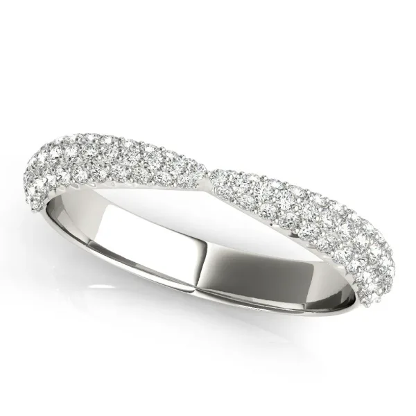 Pavé Round Diamond Twist Band with Micro Prong Setting White gold