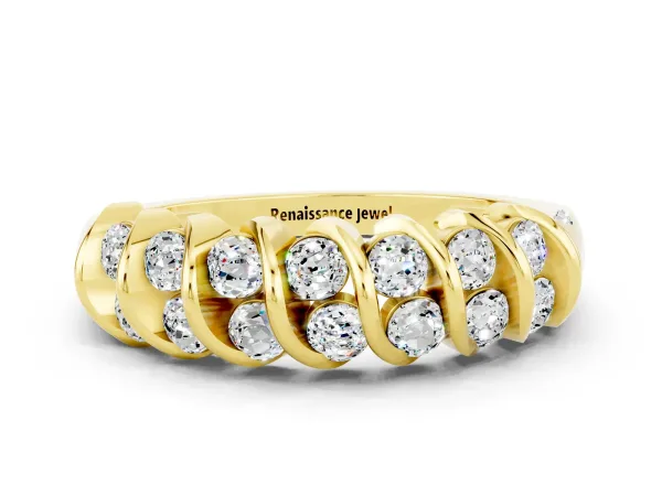 Channel Set Round Moissanite Multi-Row Band Yellow gold