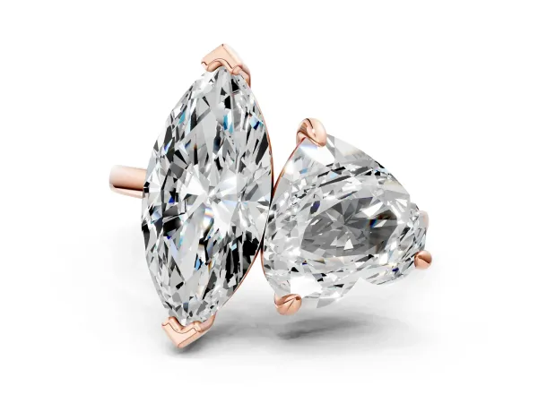 Heart and Marquise Toi Moi Ring with Prong Setting and Micro Pave Band Rose gold