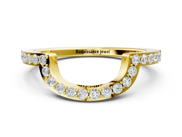 U-Shaped Pavé Round Diamond Contour Band Yellow gold