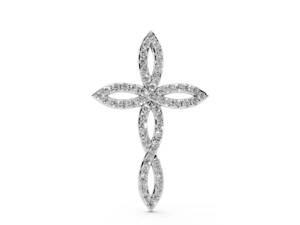 Marquise Diamond Pavé Cross Pendant White gold