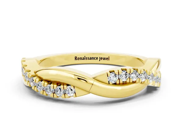Round Moissanite Twisted Infinity Band with Prong Setting Yellow gold