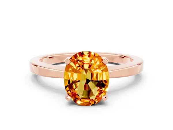 Oval Cut Citrine Solitaire Engagement Ring with Classic Band and Four-Prong Setting Rose gold