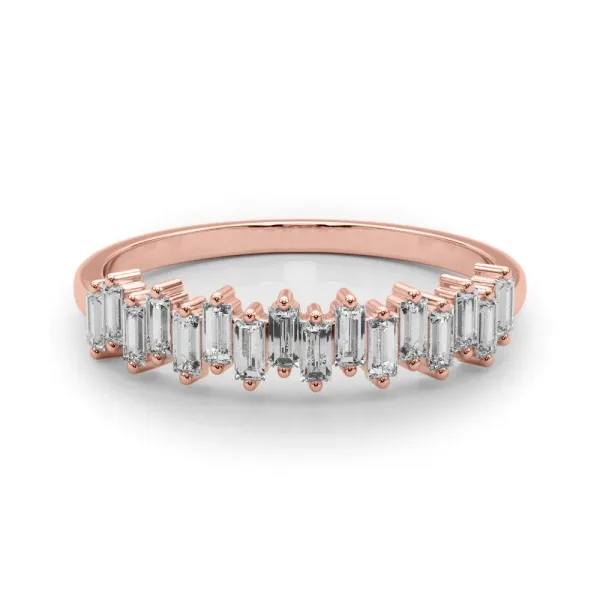 Baguette Diamond Bar Set White Gold Band with Shared Prong Setting Rose gold